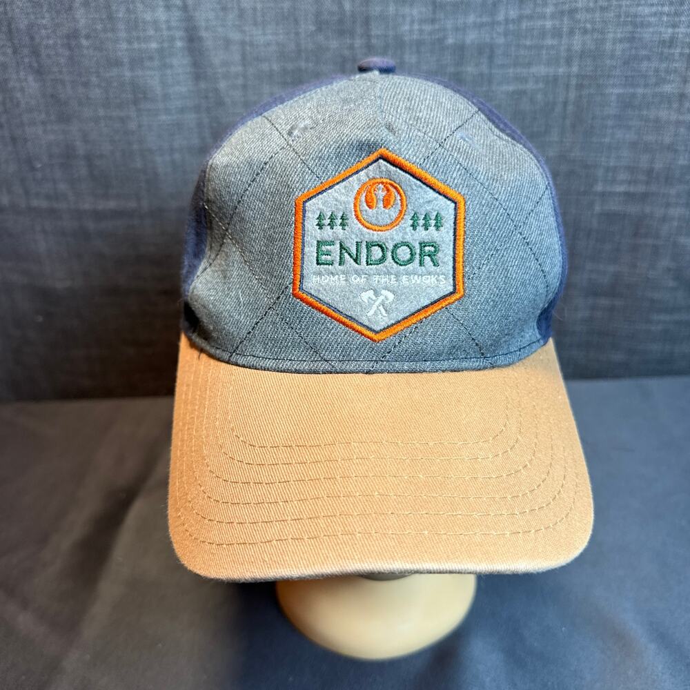 Star Wars Endor Home of the Ewoks Quilted Baseball Cap Blue Tan Brim Hat